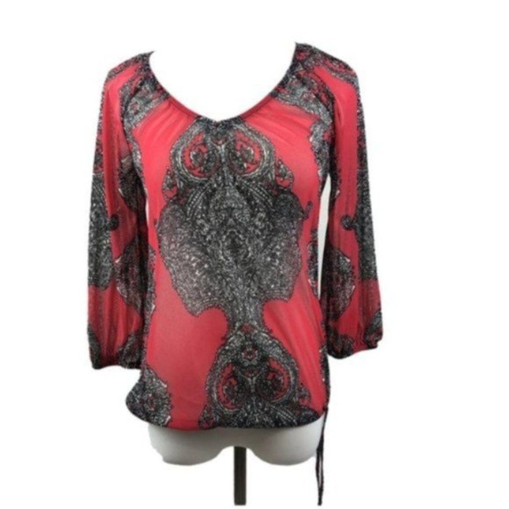 INC International Concepts paisley sheer blouse